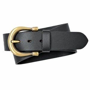 Kožený opasek MINDY 4 cm – starozlatá spona
