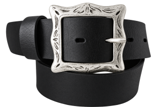 Dámský kožený opasek LAURA – 4 cm, ornamentální spona